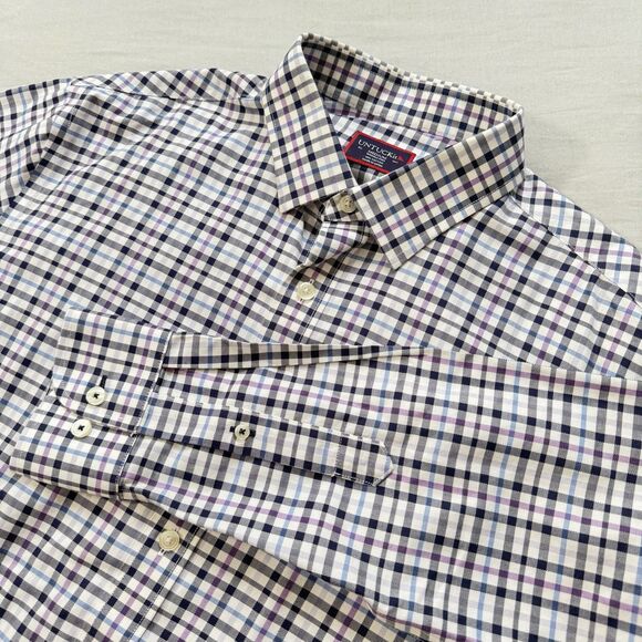 UNTUCKit Other - Untuckit Salento White Navy Plaid Button Up Long Sleeve MEDIUM Wrinkle Free